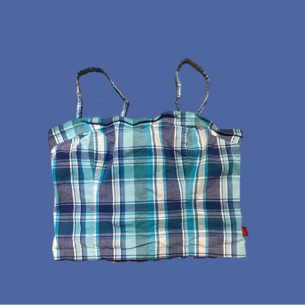 Blue Plaid (stretchy) crop top